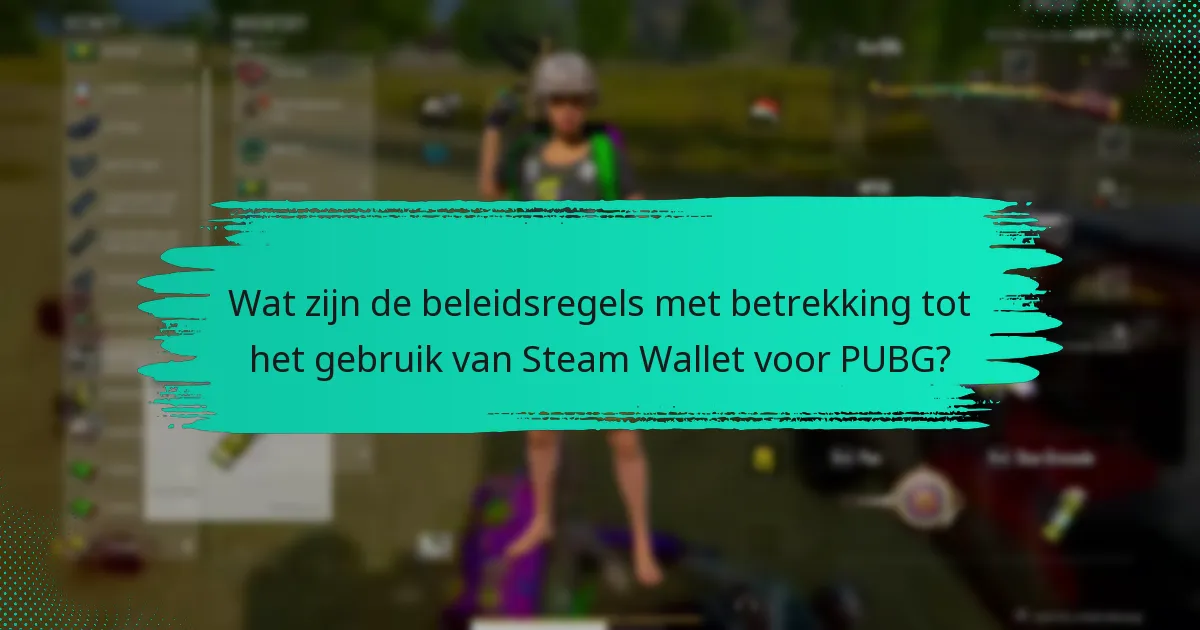 Wat zijn de beleidsregels met betrekking tot het gebruik van Steam Wallet voor PUBG?